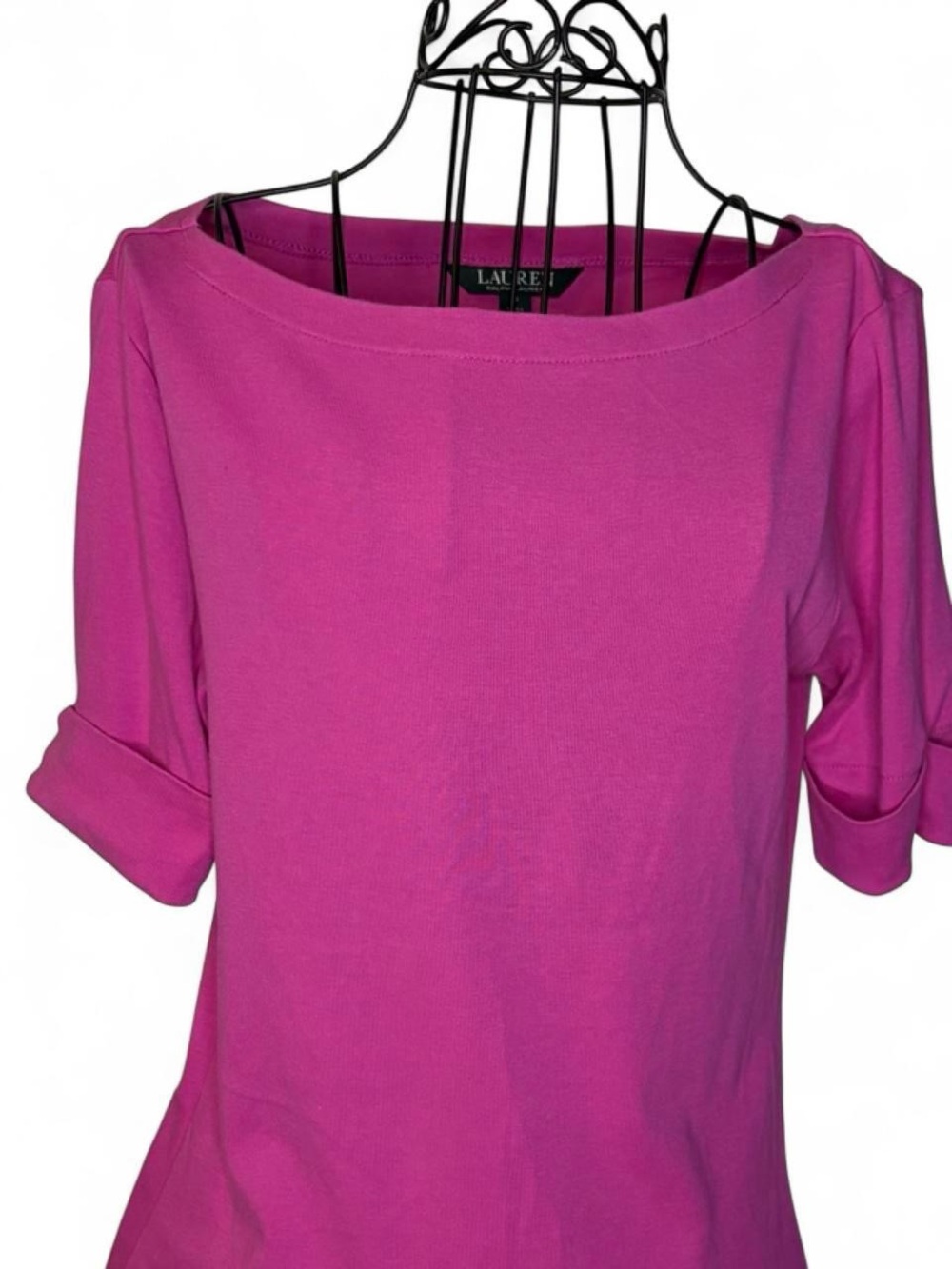 Ralph Lauren Fuchsia Boatneck Short-Sleeve Knit Top
